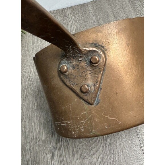 Antique Copper Cookware Sauce Pot Pan Tinned Copper Hand Wrought 6.5” - Picture 13 of 16